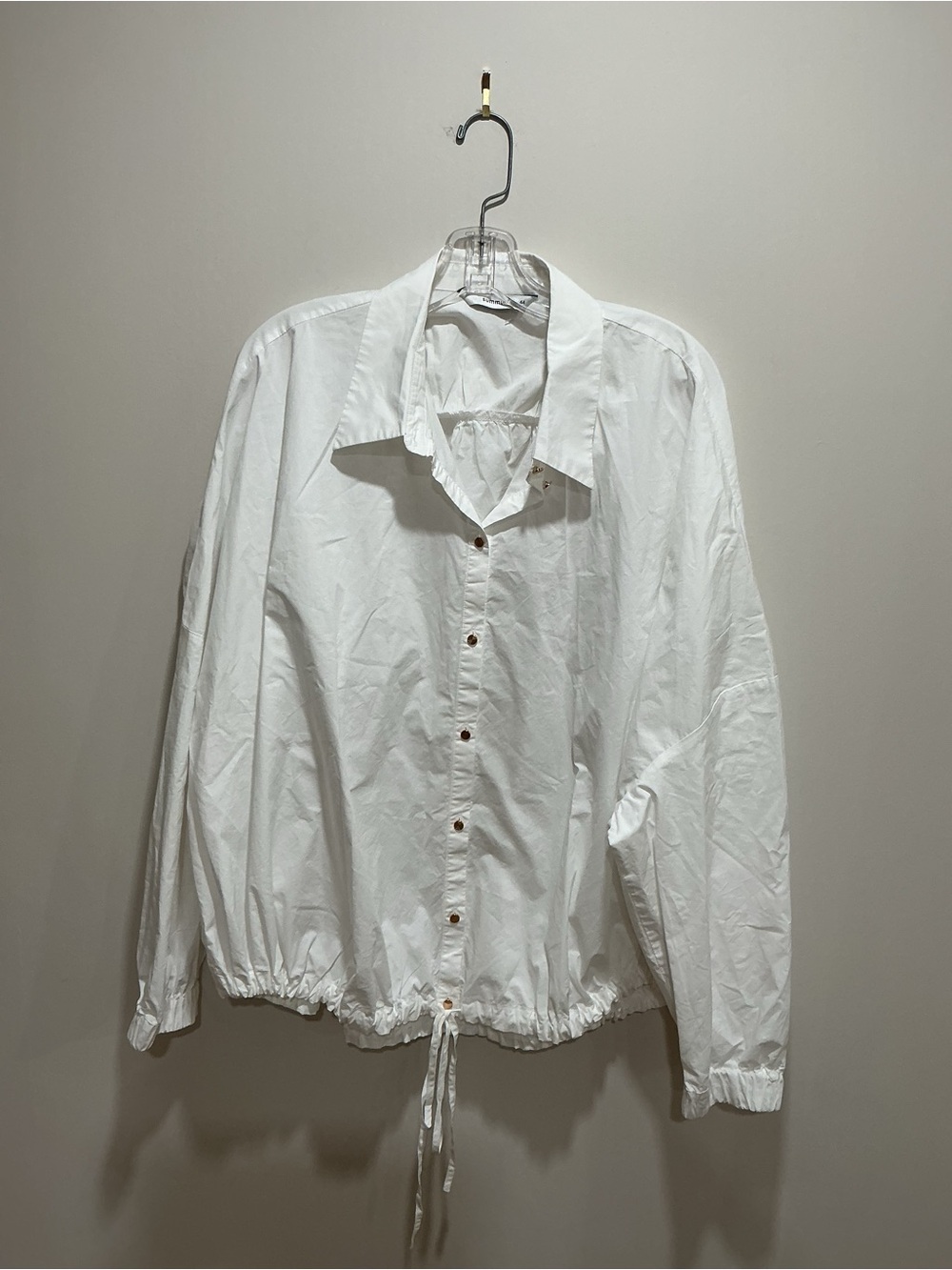 Women’s Summum Classic White Drawstring Button-Up Shirt size 44 xL